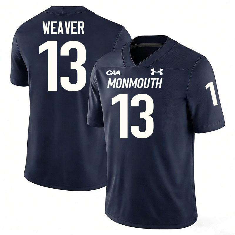 Monmouth Hawks #13 Frankie Weaver College Football Jerseys,Uniforms-Navy